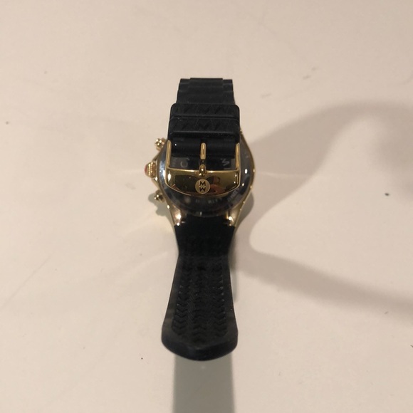 Gold Michele Watch Rubber Black Strap - Picture 5 of 5